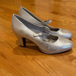 Silver Mary Jane Heels